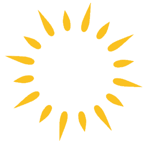 Yellow sunburst pattern with 18 elongated rays radiating outward on a transparent background.