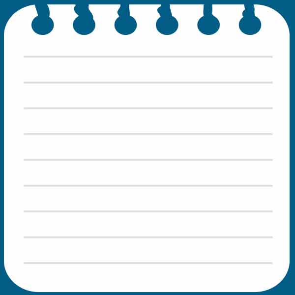 A blank, white, lined sheet of notebook paper with six round holes along the top edge, shown on a blue background.