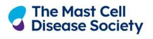 Logo of The Mast Cell Disease Society featuring blue and purple abstract shapes to the left of the organization's name in bold blue text.