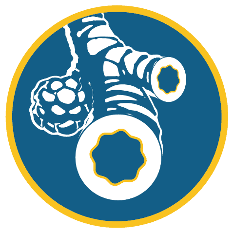Control Your Asthma 5 Stylized illustration of bronchial tubes and an alveolus inside a blue circle with a yellow border, representing the respiratory system or lung airways.