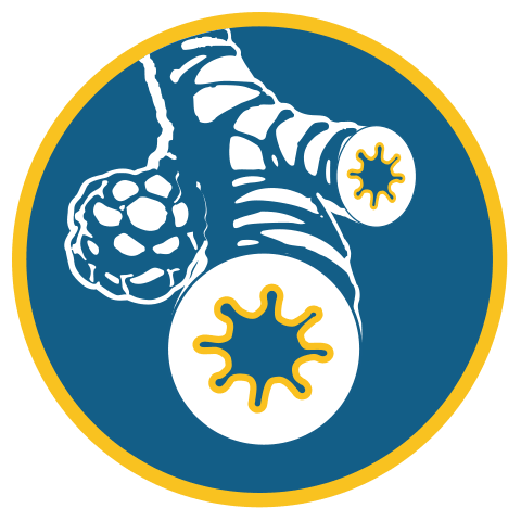 Control Your Asthma 6 Stylized illustration of bronchial tubes and alveoli in white and yellow on a blue circular background, representing the human respiratory system.