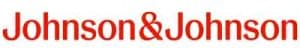 The image shows the Johnson & Johnson logo, with the brand name written in bold, red, cursive-style lettering on a white background.
